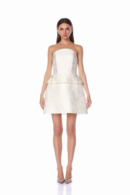 Minivestido de noche blanco con borlas de cristal 